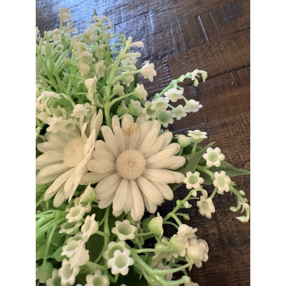 Vintage Lenox Plastic Faux Flower Candle Ring Wreath White Daisy Pair Of 2 - Picture 3 of 8